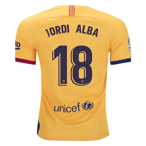 Camiseta Barcelona NO.18 Jordi Alba 2ª 2019/20 Amarillo